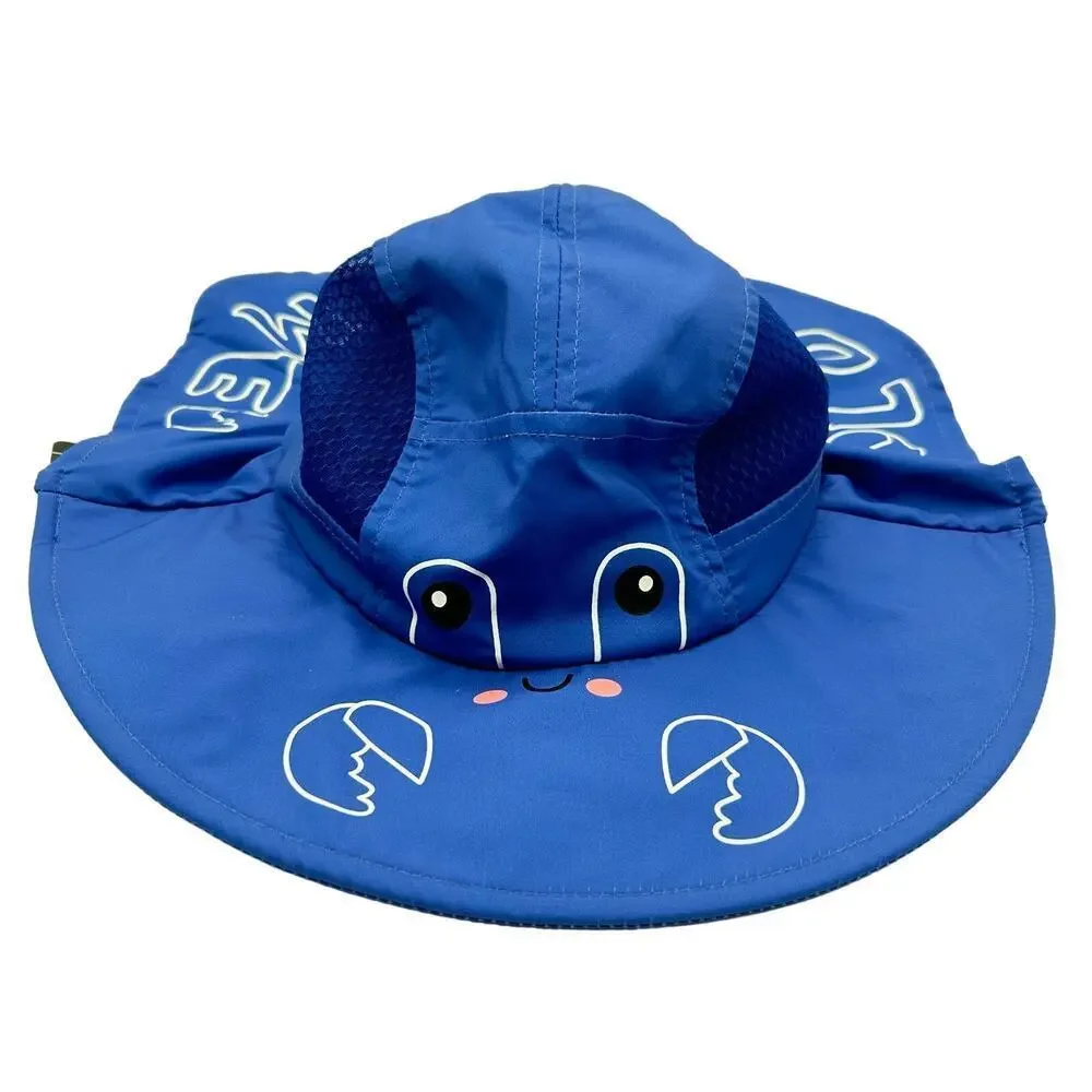 Bienvenu Hat Boy Infant OS Blue Lovely Me Crab Design Summer Protection Pool NEW